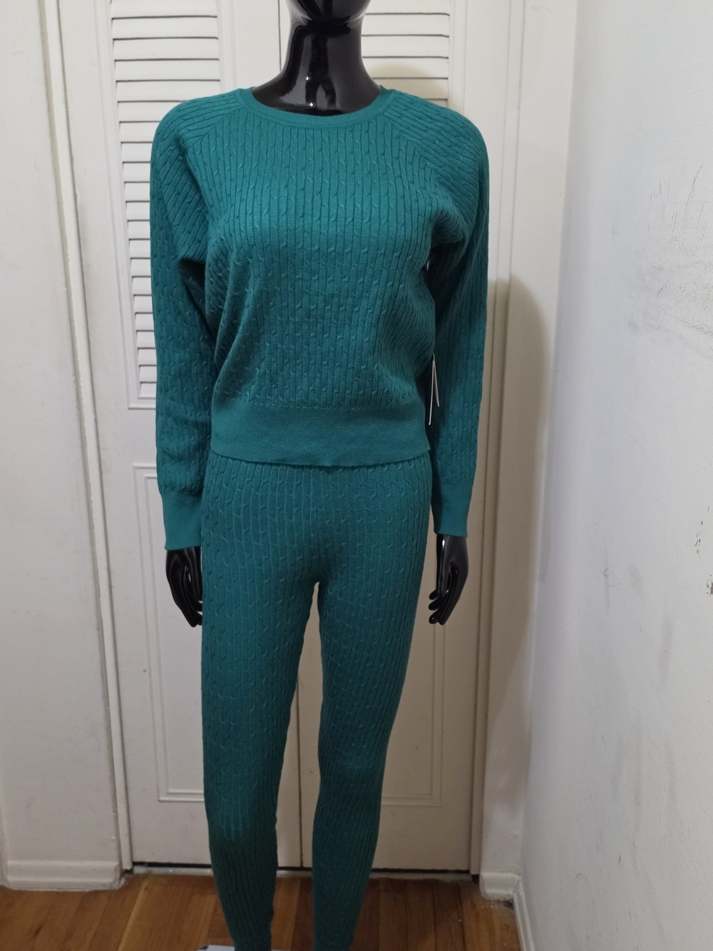 Women's Teal Cable Knit Leggings Set